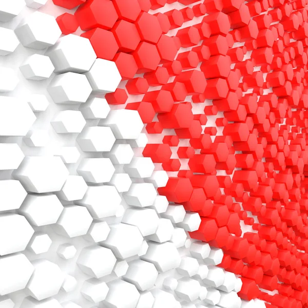 Illustration Abstraite Hexagone Blanc Rouge Fond Rendu — Photo