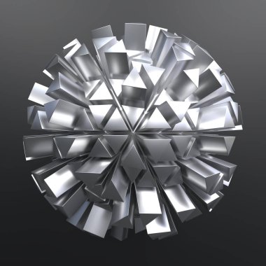 3D illüstrasyon soyut gümüş triangulate küre 3d render