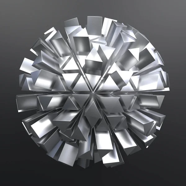 3D illustration abstrakt silver triangulate sfär 3d render — Stockfoto