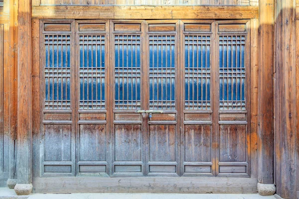 Close Traditional Chinese Style Wooden Door — Stock Photo, Image