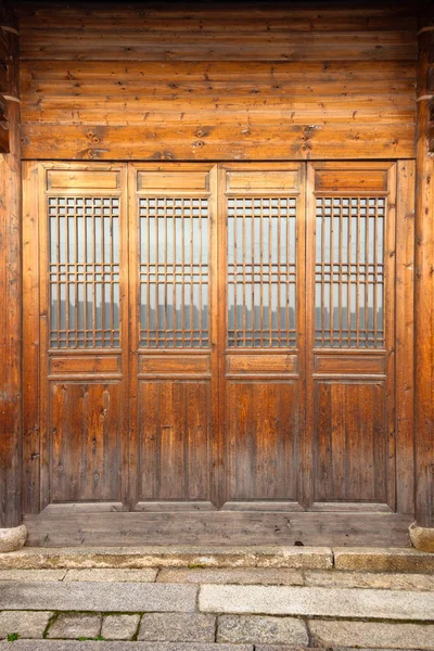 Закрыть Деревянную Дверь Традиционном Китайском Стиле — стоковое фото