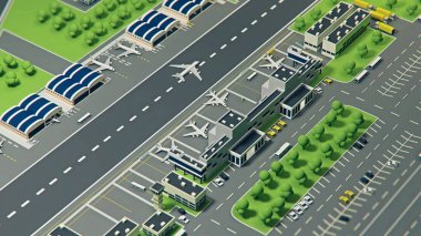 uçaklar ile 3D Havaalanı