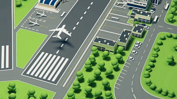 3D αεροδρόμιο με αεροπλάνα — Φωτογραφία Αρχείου