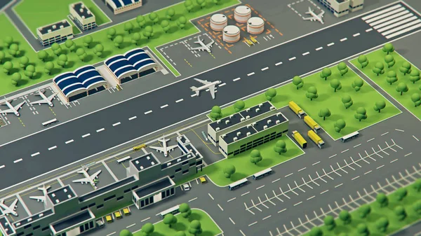 3d airport with planes — Stock Photo, Image