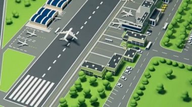 uçaklar animasyon ile 3D Havaalanı