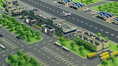 uçaklar ile 3D Havaalanı