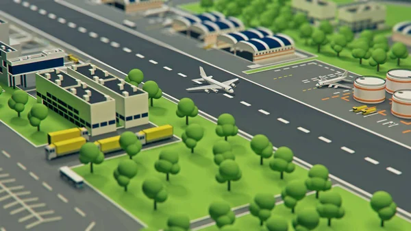 3d airport with planes — Stock Photo, Image