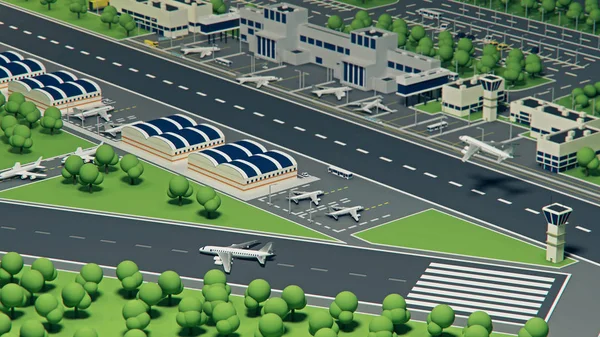 3d airport with planes — Stock Photo, Image