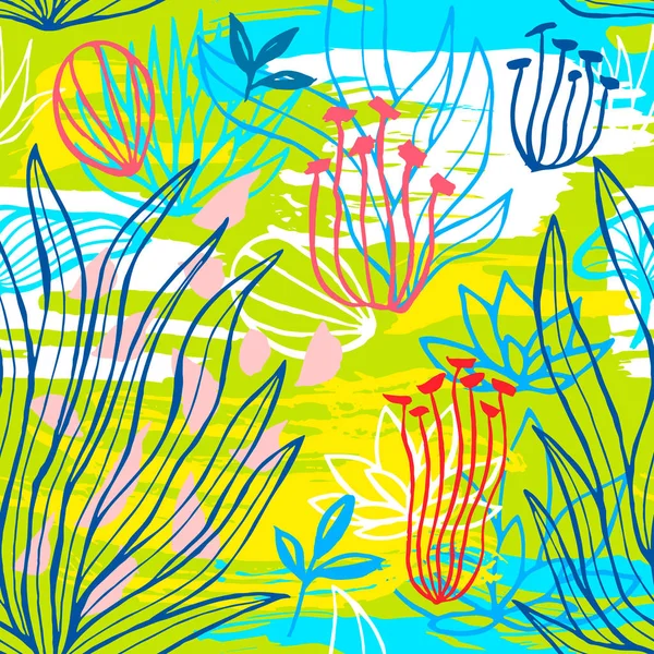 Ethnisch exotischen Batik tropischen nahtlosen Muster. abstrakte korosive Sommerzeit-Dekoration — Stockvektor