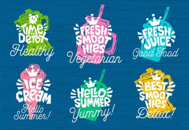 Stil gıda yazı simgeler kümesi kroki. İçin rozetleri, etiketleri, logo, taze Pazar, detoks, çiftçilere piyasa, Eko Dükkanı, smoothies içecekler, suyu kafe, yeşil çubuk.