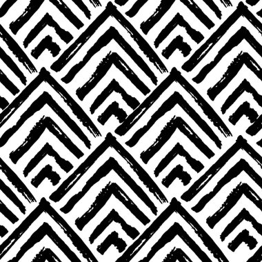 Sorunsuz vektör Fırça kontur deseni. Siyah ve beyaz basit geometrik dalgalı çizgiler arka plan tasarlamak. Çizilmiş vektör çizim el