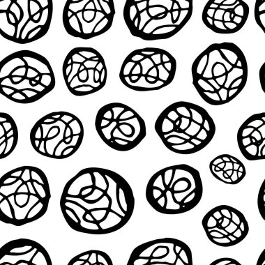 Sorunsuz vektör Fırça kontur deseni. Siyah ve beyaz basit geometrik dalgalı çizgiler arka plan tasarlamak. Çizilmiş vektör çizim el