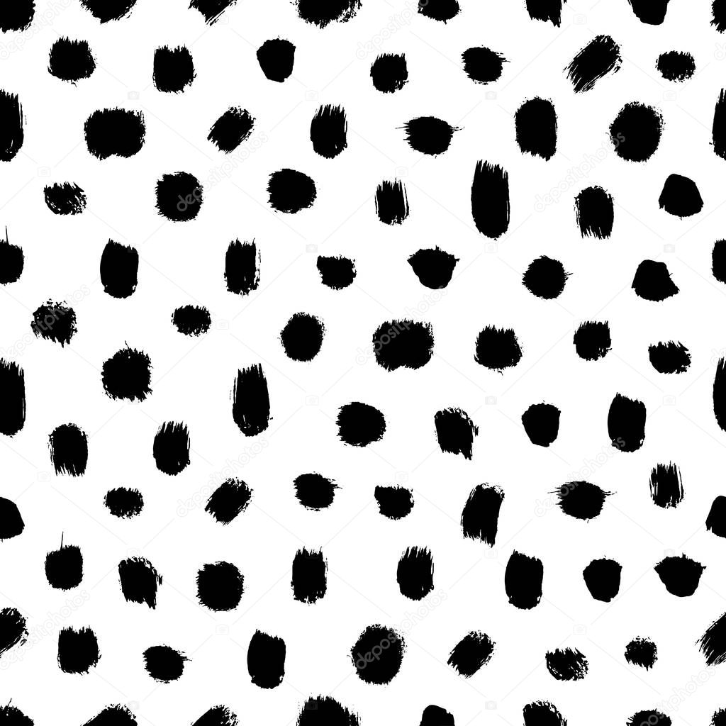 Seamless vector brush stroke pattern. Black and white simple geometric wavy lines abstract background design. Hand drawn vector illustration