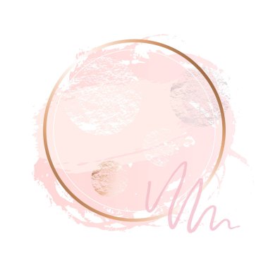 Altın pembe sanat çerçeve. Modern kart tasarımı, fırça darbesi, çizgiler, puan, altın, sigorta primi broşür, el ilanı, davet şablonu. Güzellik kimlik zarif stili. Elle çizilmiş vektör.