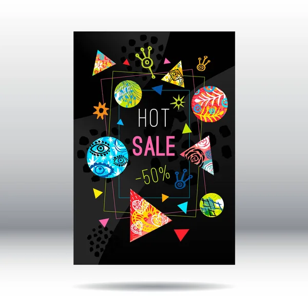 Frame hot sale, weekend special offer banner template, black friday super, colorful trendy geometric style, tropical floral poster, placard, print designs, vector — Stock Vector