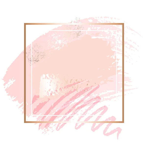 Golden pink art frames. Modern card design, brush stroke, gold, premium ...