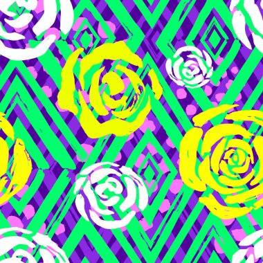 Sorunsuz vektör renkli Fırça kontur deseni. Trendy renkler moda kumaş, kapak, tekstil arka plan tasarımı. Çizilmiş vektör çizim el.