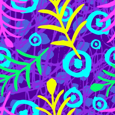 Sorunsuz vektör renkli Fırça kontur deseni. Trendy renkler moda kumaş, kapak, tekstil, geometrik dalgalı çizgiler soyut yaz, İlkbahar, arka plan tasarımı. Elle çizilmiş vektör