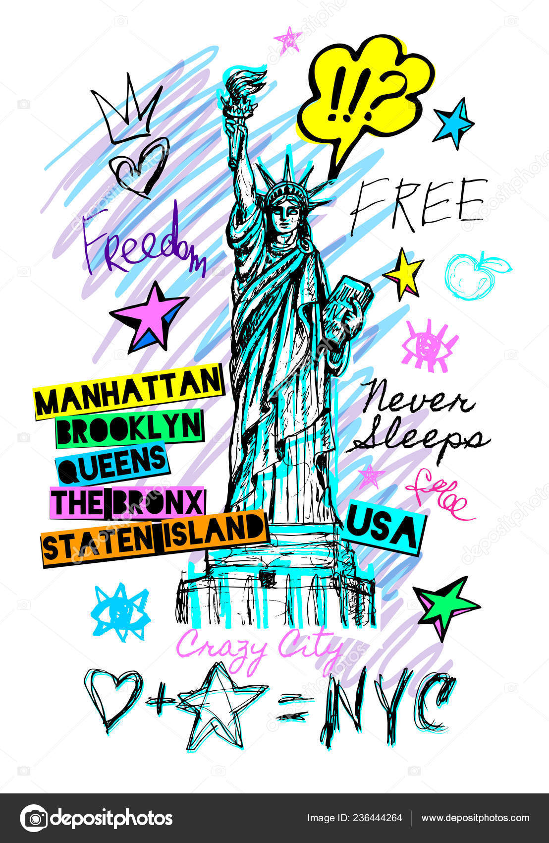 New York City Liberty Statue T-shirt Design Vector Download