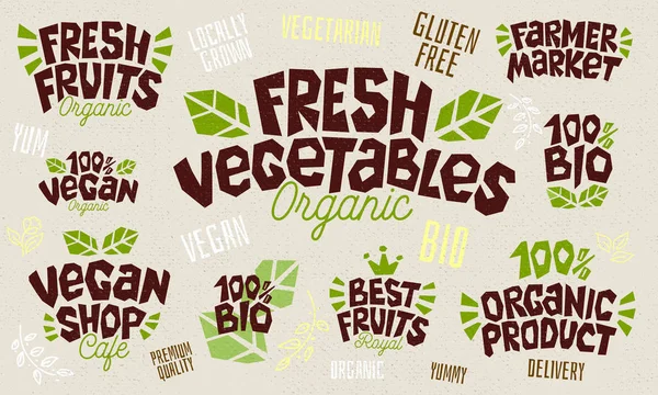 Set de iconos de letras de productos alimenticios estilo boceto. Ilustración vectorial dibujada a mano . — Vector de stock