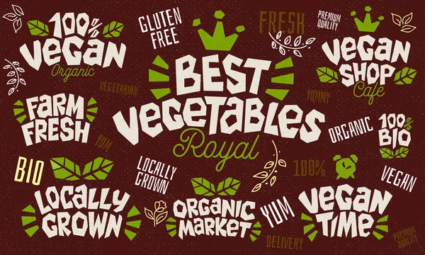 Esboço estilo comida produto lettering ícones conjunto. Ilustração vetorial desenhada à mão . —  Vetores de Stock