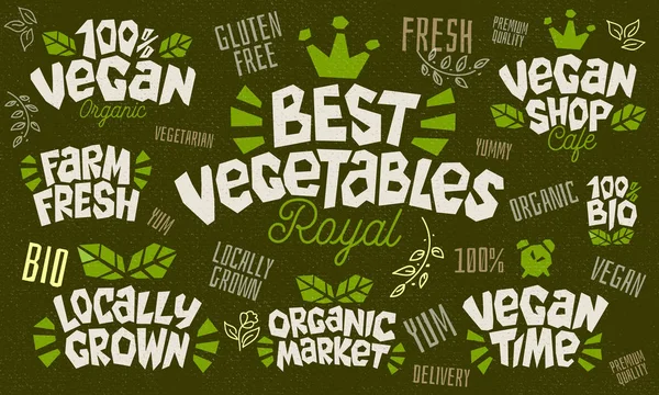 Esboço estilo comida produto lettering ícones conjunto. Ilustração vetorial desenhada à mão . —  Vetores de Stock