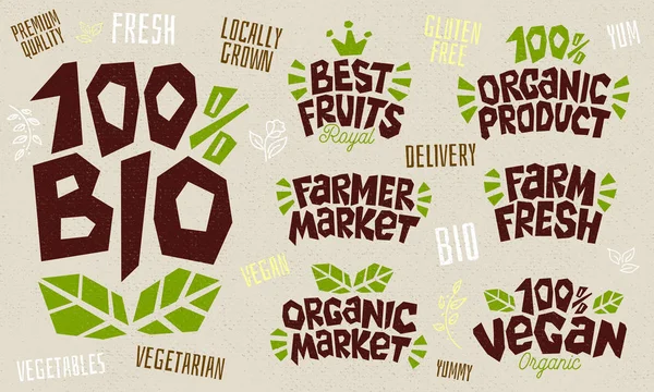 Esboço estilo comida produto lettering ícones conjunto. Ilustração vetorial desenhada à mão . —  Vetores de Stock