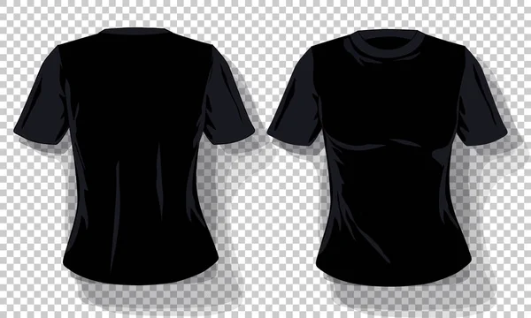 블랙 티셔츠 템플릿 세트 절연, 손으로 그려진된 티 셔츠 투명 한 배경. 빈 벡터 이랑 광고 템플릿입니다. 개념 그래픽 인쇄 요소. — 스톡 벡터