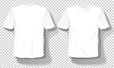 Beyaz T-shirt şablon kümesi izole, şeffaf arka plan çizilmiş tee shirt el. Boş vektör mockup reklam şablonu. Kavram grafik baskı elemanı.