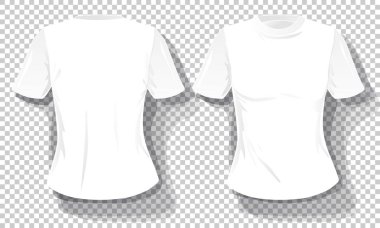 Beyaz T-shirt şablon kümesi izole, şeffaf arka plan çizilmiş tee shirt el. Boş vektör mockup reklam şablonu. Kavram grafik baskı elemanı.