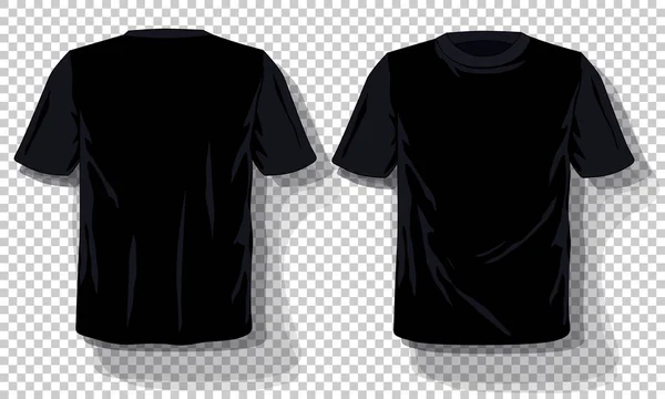 Svarta T-shirts mallen uppsättning isolerad, hand dras tee skjortor transparent bakgrund. Tom vektor mockup advertising mall. Begreppet grafisk utskrift element. — Stock vektor