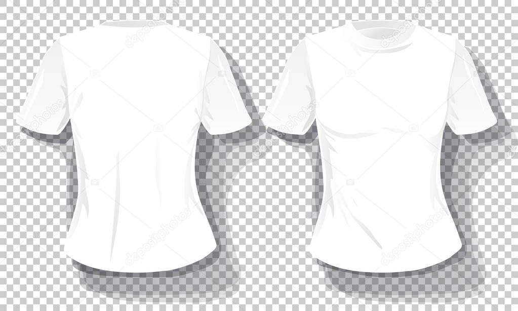 White T-shirts template Set isolated, hand drawn tee shirts transparent background. Blank vector mockup advertising template. Concept graphic printing element.