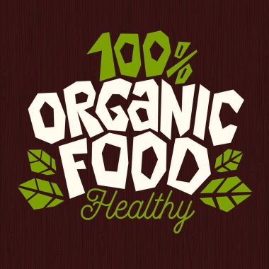 Organik gıda logo sağlıklı amblemi yeşil doğal organik maddeler damga izole simgesi Beyaz doku arka plan vektör çizim bırakır