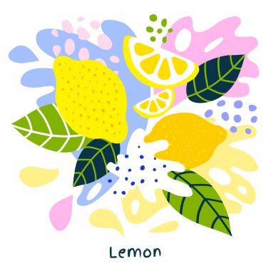 Taze limon tropikal egzotik narenciye suyu sıçrama organik gıda sulu splatter limon soyut arka plan üzerinde