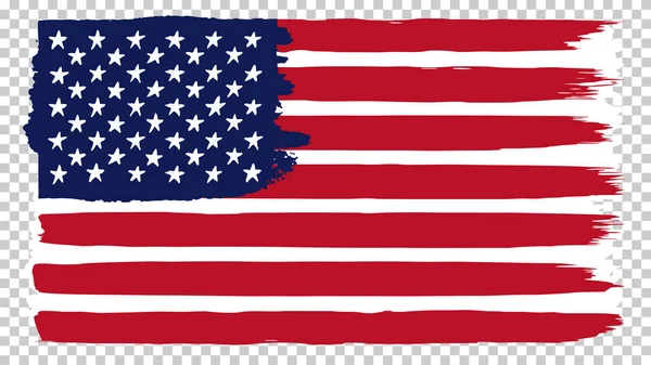 Drapeau national américain, fond transparent. Coup de pinceau grunge drapeau sale des États-Unis . — Image vectorielle