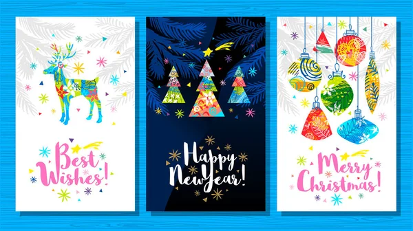 Noel, i migliori auguri biglietti di auguri. Capodanno, albero di Natale rami decorazione. Stagioni decorazione disegno modello sfondo, pacchetto, copertina, banner . — Vettoriale Stock