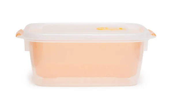 Pudełko Plastikowe Jedzenie Białym Tle — Zdjęcie stockowe