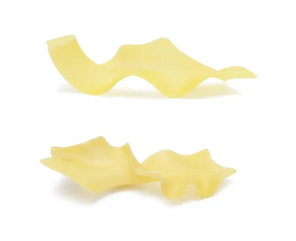 Two Raw Dry Pasta Pieces Isolated White Background — Stock Photo, Image