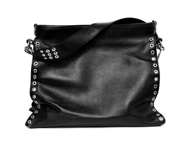 Elegantes Accesorios Para Mujer Hermoso Bolso Cuero Negro Para Mujer —  Fotos de Stock