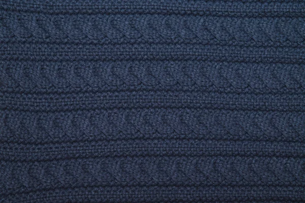 El yapımı mavi örgü yün doku arka plan.