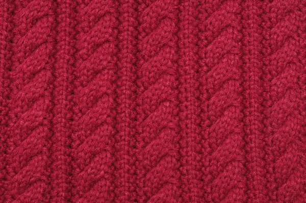 Fatto Mano Rosso Maglia Lana Texture Sfondo — Foto Stock