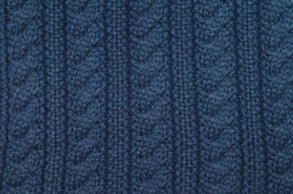 Handgjorda Blå Stickning Ull Textur Bakgrund — Stockfoto