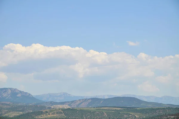 Egzotyczny Charakter Widok Piękny Hill Krajobraz Wzgórza Góry Błękitne Niebo Obrazek Stockowy