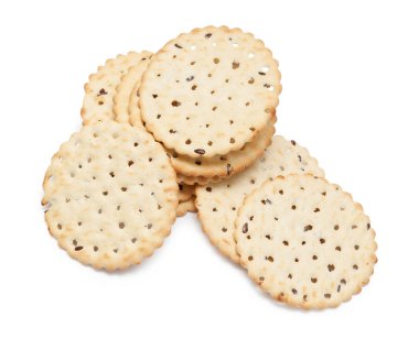 Keten tohumu ile lezzetli pechenne. Yararlı tatlı. Beyaz arka plan üzerinde izole.