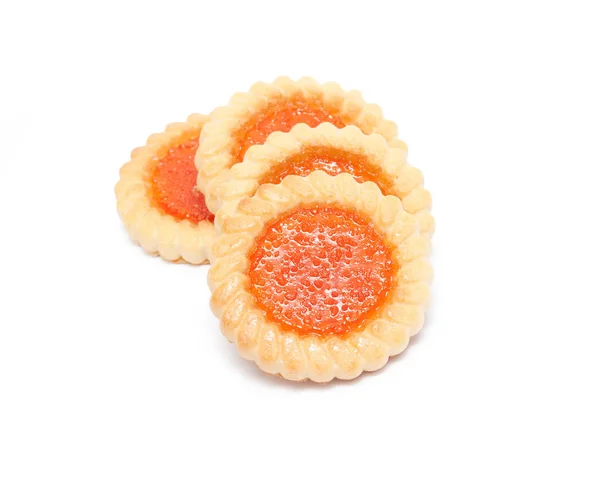 Traditionele Cookie Met Zoete Jam Geïsoleerd Witte Achtergrond — Stockfoto