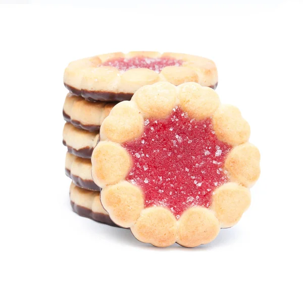 传统饼干与甜果酱查出在白色背景 — 图库照片