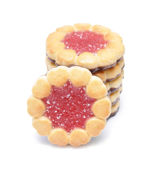 Traditioneller Keks Mit Süßer Marmelade Isoliert Auf Weißem Hintergrund Stockbild