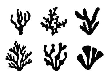 vector silhouettes yosun ve mercan kümesi