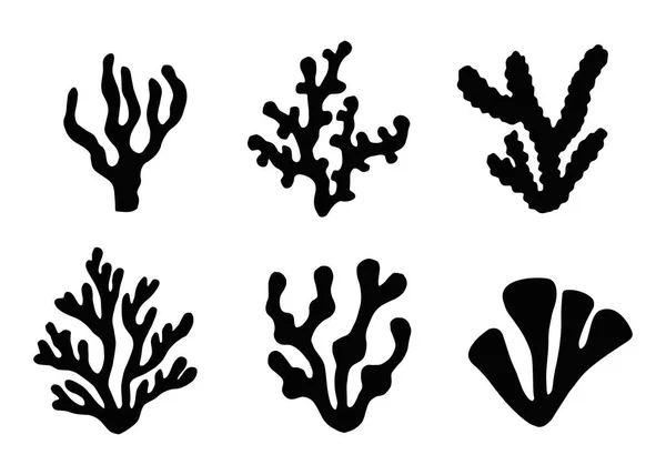 藻类和珊瑚集向量剪影 — 图库矢量图片