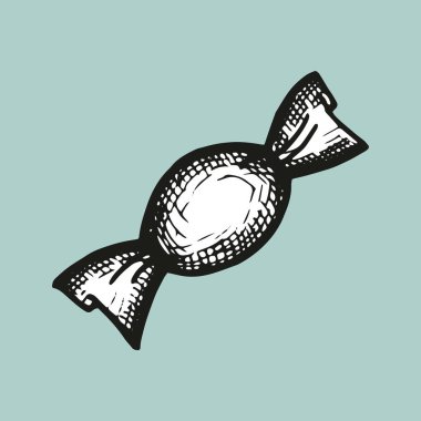 şeker simge vektör kroki üzerinde izole beyaz arka plan.